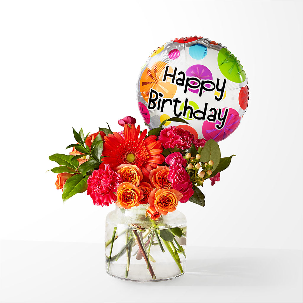Fiesta Bouquet with Birthday Balloon – Moonlight Floral, Minneapolis MN