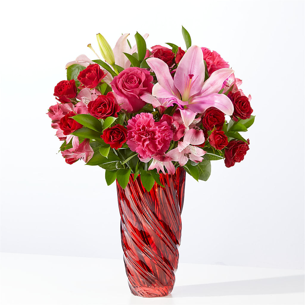 In Love Bouquet with Luxe Swirl Vase – Moonlight Floral, Minneapolis MN
