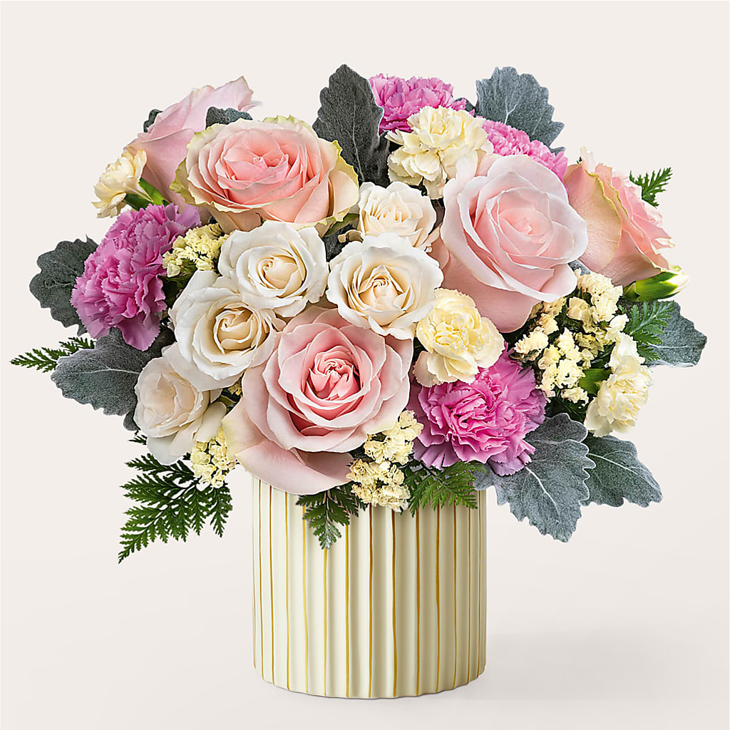 Blissful Moments Bouquet with Ivory Vase – Moonlight Floral, Minneapolis MN