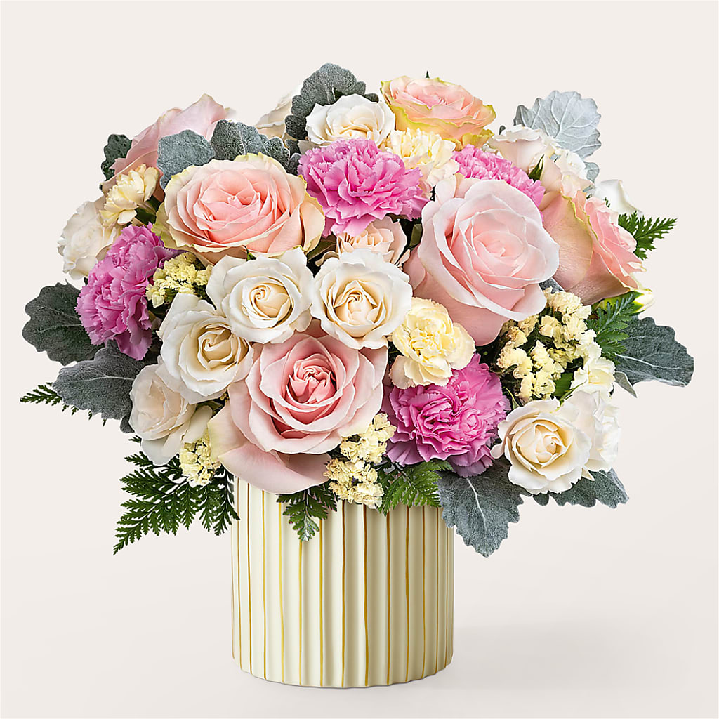 Blissful Moments Bouquet with Ivory Vase – Moonlight Floral, Minneapolis MN