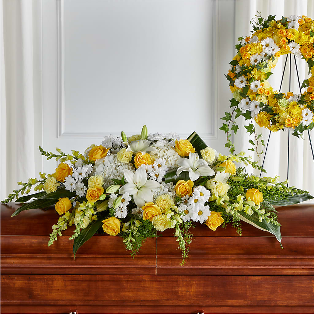 Golden Harmony Casket Spray – Moonlight Floral, Minneapolis MN