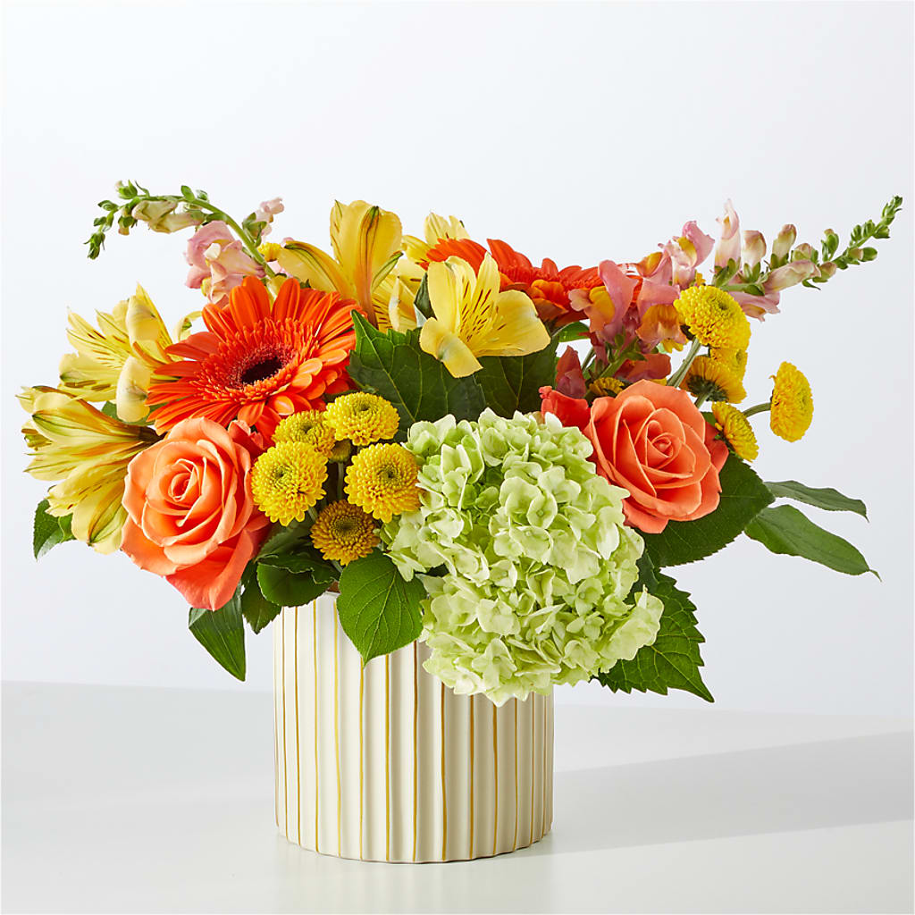 Autumn Sunshine Bouquet with Ivory Vase –  Moonlight Floral, Minneapolis MN