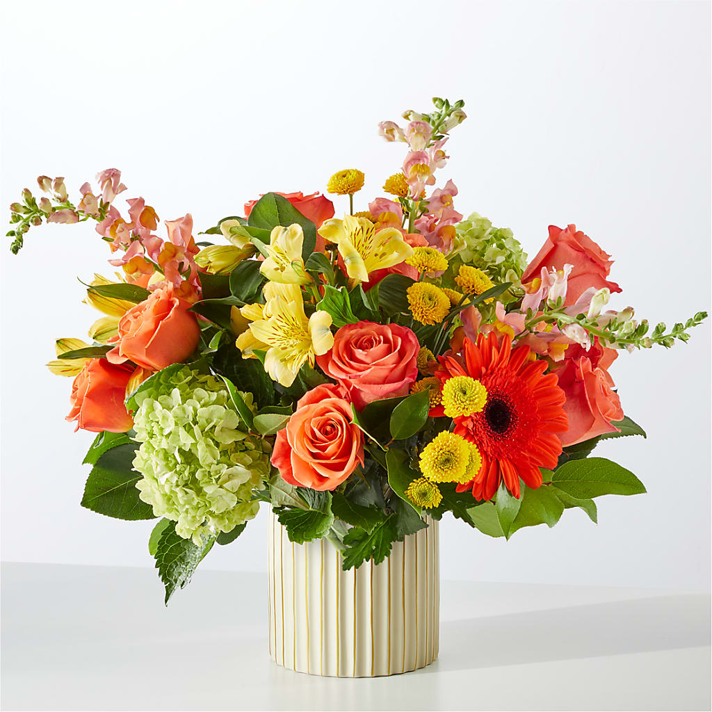 Autumn Sunshine Bouquet with Ivory Vase –  Moonlight Floral, Minneapolis MN