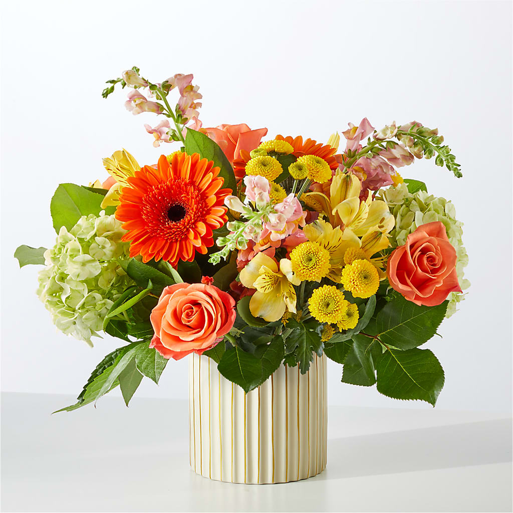 Autumn Sunshine Bouquet with Ivory Vase –  Moonlight Floral, Minneapolis MN