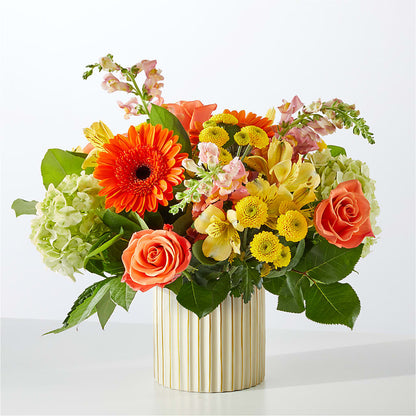 Autumn Sunshine Bouquet with Ivory Vase –  Moonlight Floral, Minneapolis MN